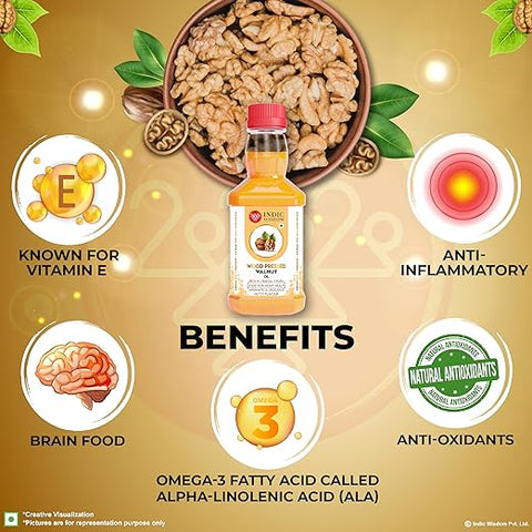 IndicWisdom Wood Pressed Walnut Oil (Cold Pressed Walnut Oil - Extracted on Wooden Churner)