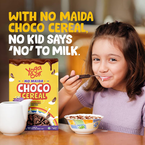 Yogabar Multigrain Chocos Cereal for Breakfast, Zero Maida, Delicious Chocolate Chocos for Kids & Adults, Protein Food, 0 Added Preservatives, Contains Jowar, Bajra, Ragi, Quinoa & Oats, 850g