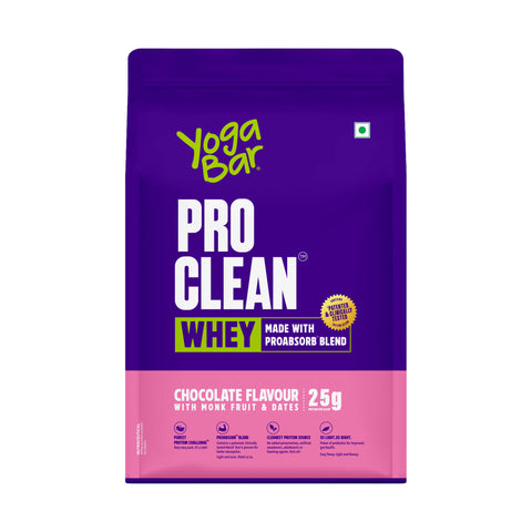 Yogabar Pro Clean Whey Protein Powder Chocolate Flavour With Monk Fruit & Dates 680G Standy Pouch