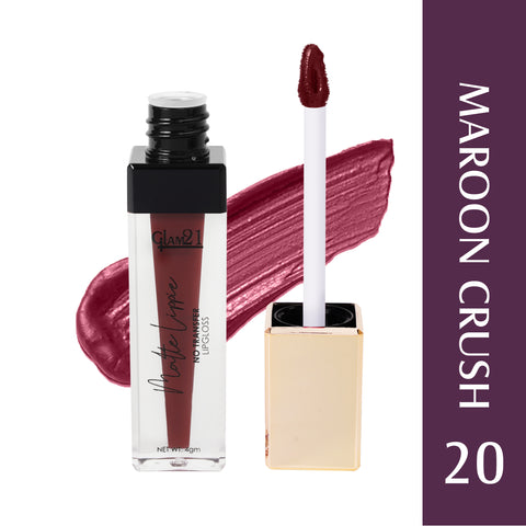 Glam21 Matte Lippie No Transfer Lip Gloss Lightweight Comfortable Creamy Formula (4 g, Maroon Crush)