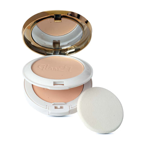 Glam21 Natural Essence Oil-Control Compact Powder| Longlasting Vitamin-E Matte Finish Compact (Porcelain, 20 g)