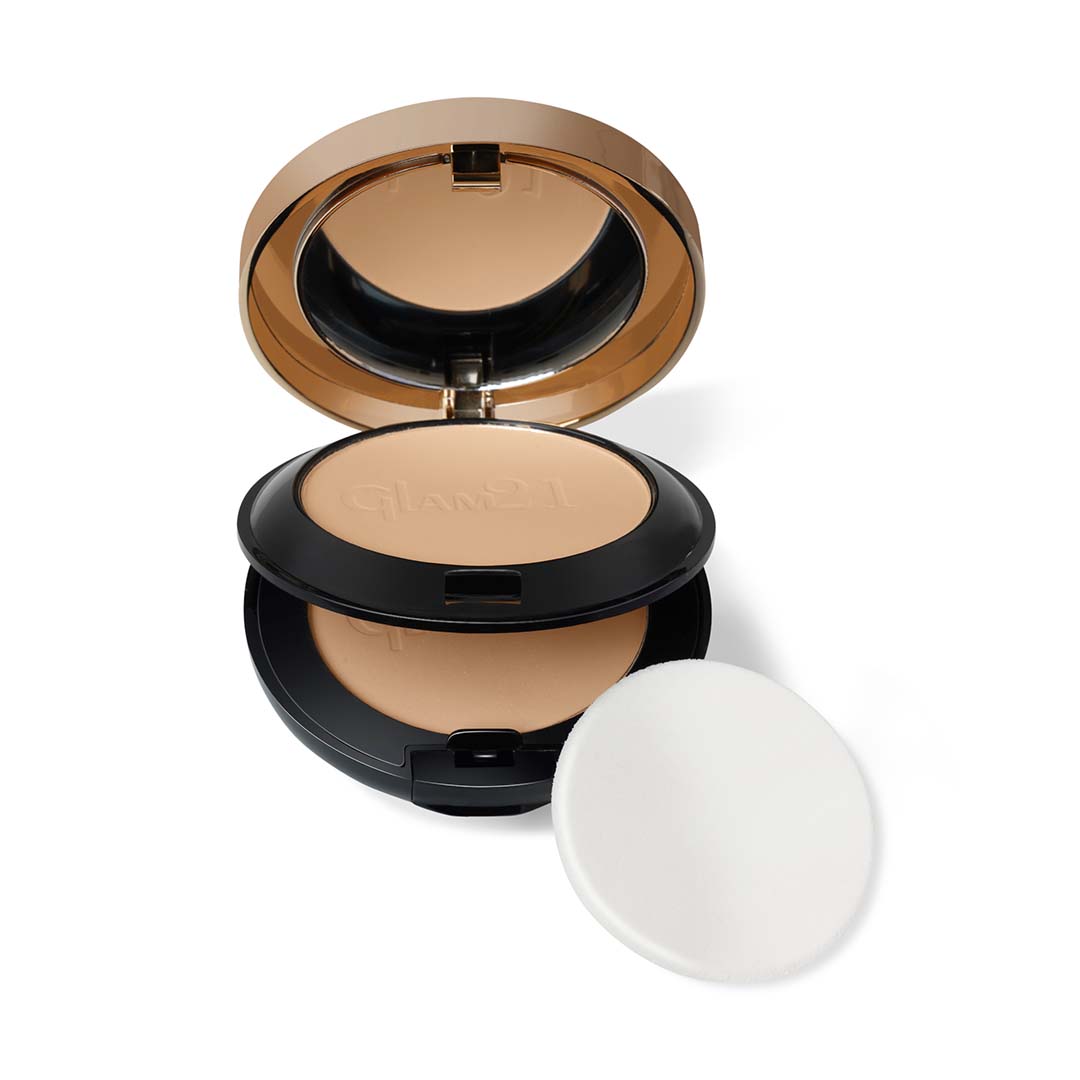 Glam21 HD Oil Control Compact Powder Sweat Resistant Formula| Longlasting Matte Finish Compact (Chesnut, 20 g)