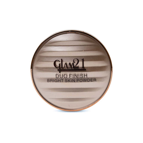 Glam21 Duo Finish Bright Skin Powder for Longlasting Smooth Satin Texture Matte Finish Compact (Natural Beige, 24 g)