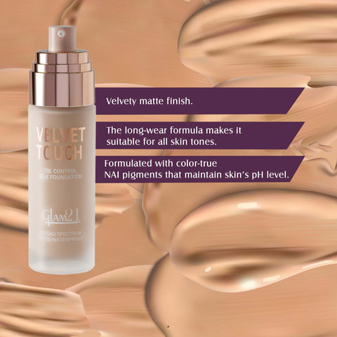 Glam21 Velvet Touch High Coverage Foundation SPF35 Longlasting Matte Finish, Waterproof Foundation (Light Natural, 50 g)