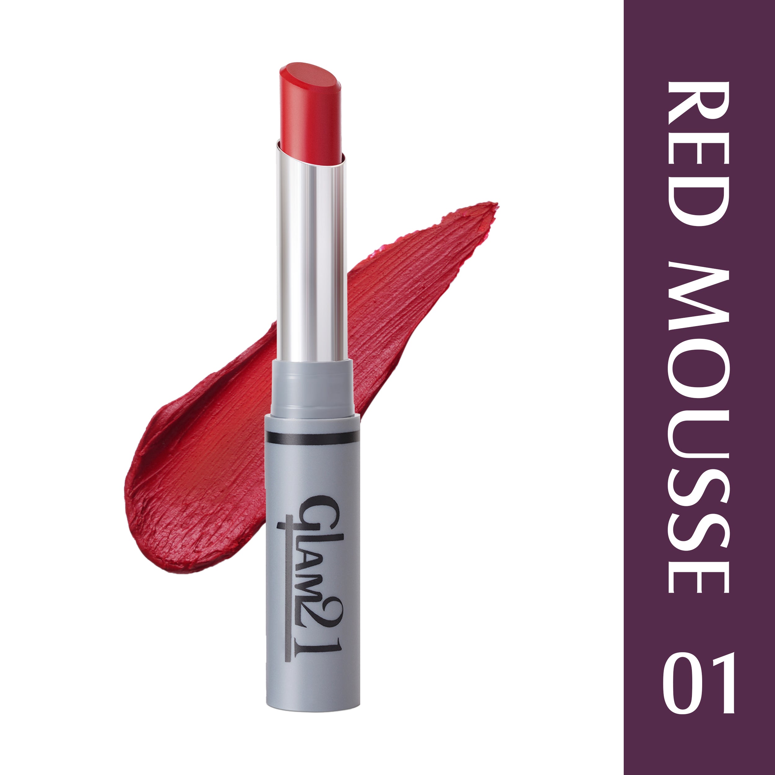 Glam21 Non Transfer Lipstick-Longlasting & Lightweight Creamy Matte Formula, 2.8g - Red Mousse-01