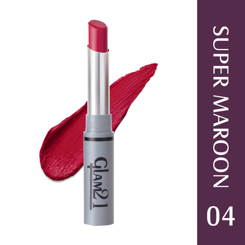 Glam21 Non Transfer Lipstick-Longlasting & Lightweight Creamy Matte Formula, 2.8g - Supper Maroon-04