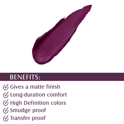 Glam21 Non Transfer Lipstick-Longlasting & Lightweight Creamy Matte Formula, 2.8g - Purple Myth-06