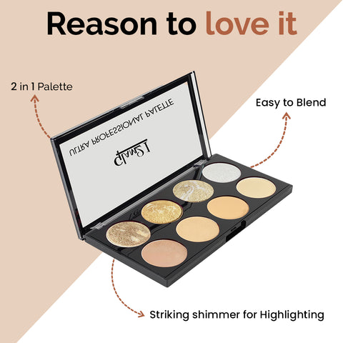 Glam21 Ultra Professional Baked Contour & Highlighter Makeup Palette Flawless Look Highlighter (Shade-01)