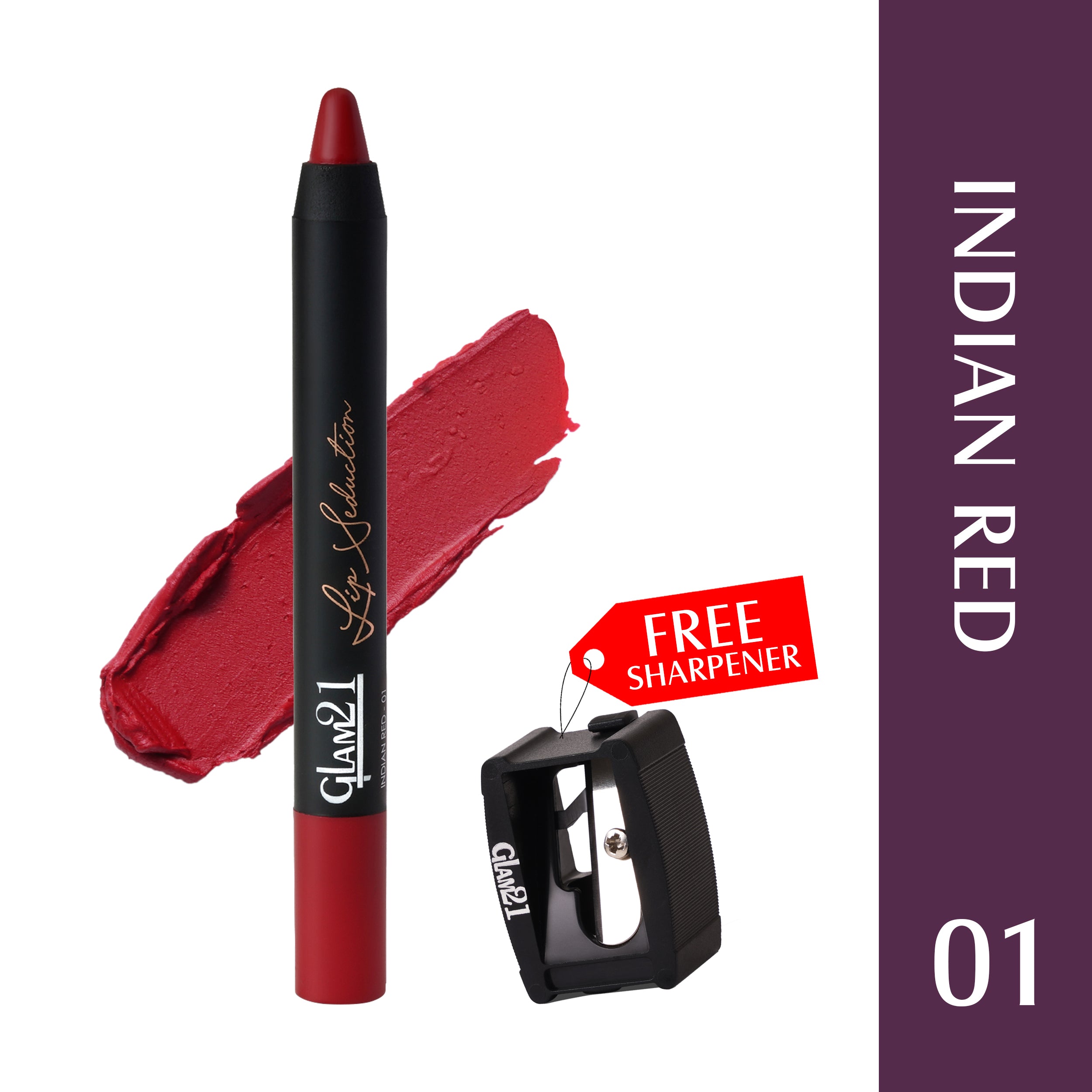 Glam21 Lip Seduction Non-Transfer Crayon Lipstick | Longlasting Creamy Matte Formula (Indian Red, 2.8 g)