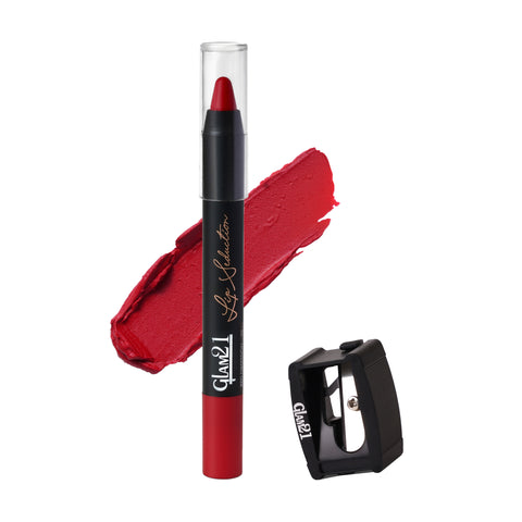 Glam21 Lip Seduction Non-Transfer Crayon Lipstick | Longlasting Creamy Matte Formula (Red Obsession-02, 2.8 g)