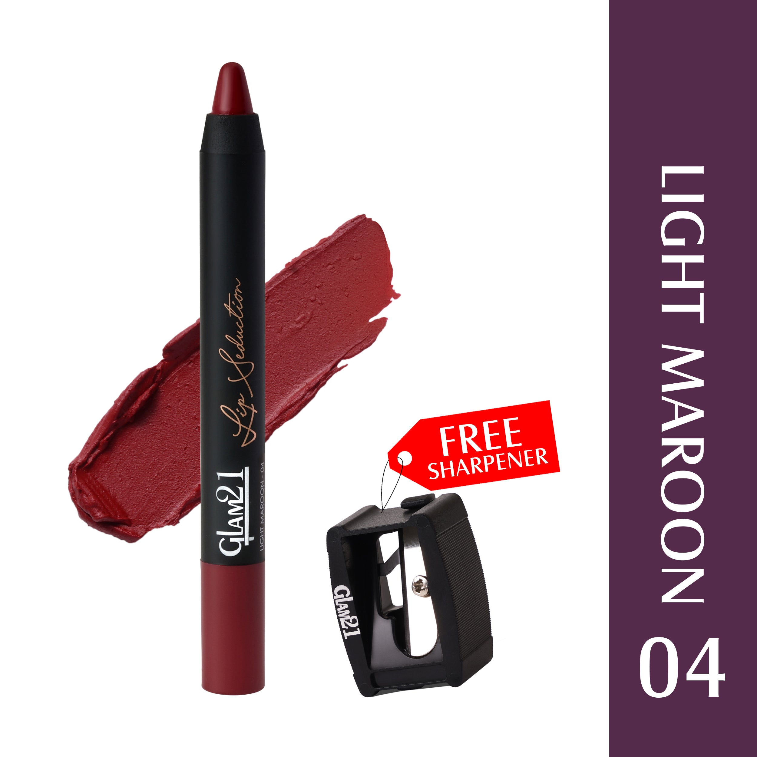 Glam21 Lip Seduction Non-Transfer Crayon Lipstick | Longlasting Creamy Matte Formula (Light Maroon-04, 2.8 g)