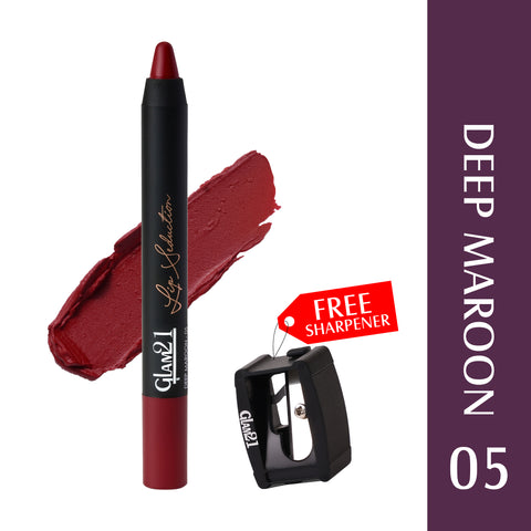 Glam21 Lip Seduction Non-Transfer Crayon Lipstick | Longlasting Creamy Matte Formula (Deep Maroon-05, 2.8 g)