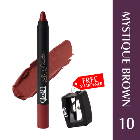 Glam21 Lip Seduction Non-Transfer Crayon Lipstick | Longlasting Creamy Matte Formula (Mystique Brown, 2.8 g)