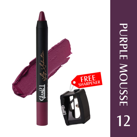 Glam21 Lip Seduction Non-Transfer Crayon Lipstick | Longlasting Creamy Matte Formula (Purple Mousse-12, 2.8 g)