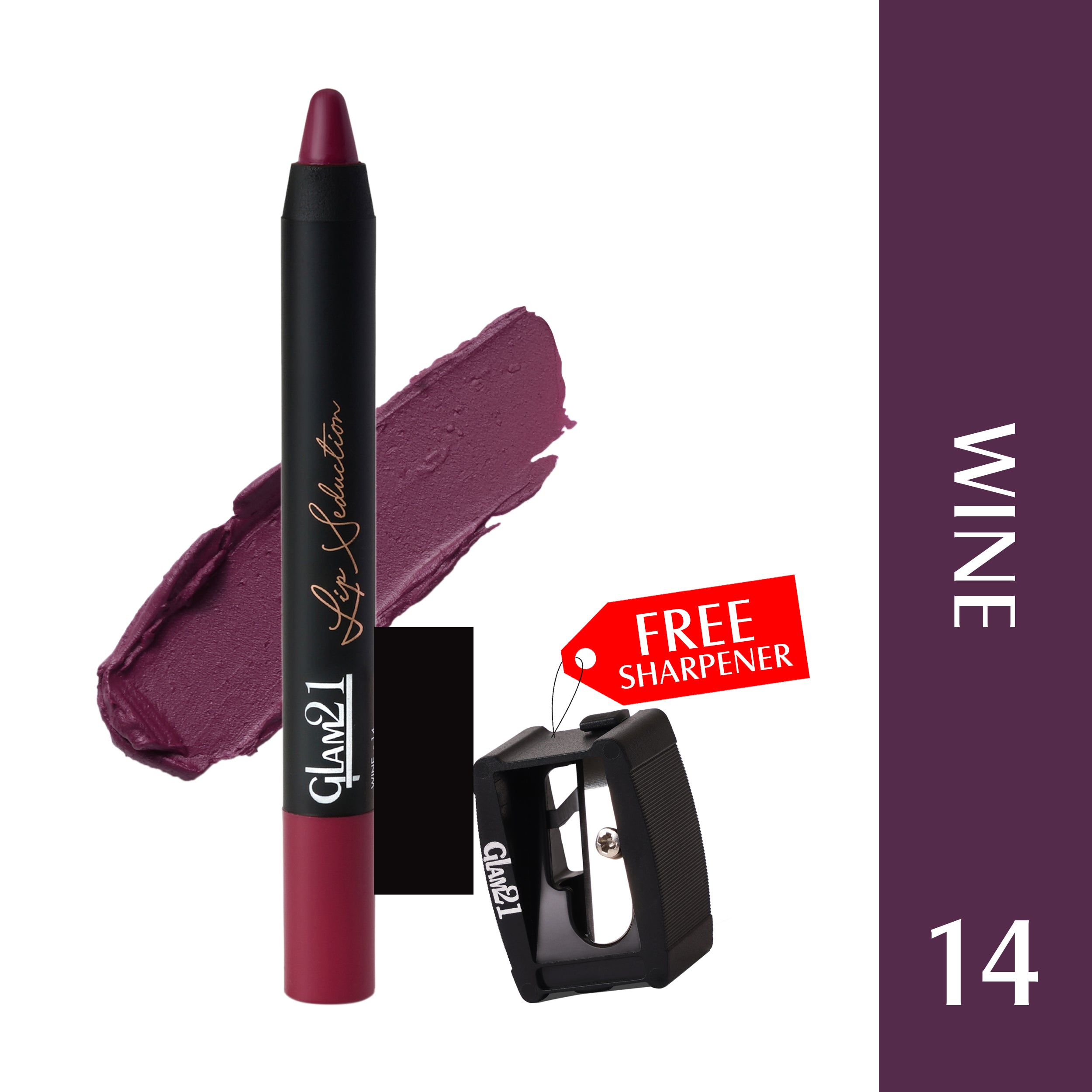 Glam21 Lip Seduction Non-Transfer Crayon Lipstick | Longlasting Creamy Matte Formula (Wine-14, 2.8 g)