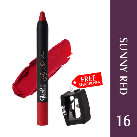 Glam21 Lip Seduction Non-Transfer Crayon Lipstick | Longlasting Creamy Matte Formula (Sunny Red-16, 2.8 g)