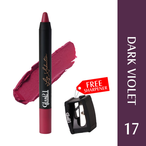 Glam21 Lip Seduction Non-Transfer Crayon Lipstick | Longlasting Creamy Matte Formula (Dark Violet-17, 2.8 g)