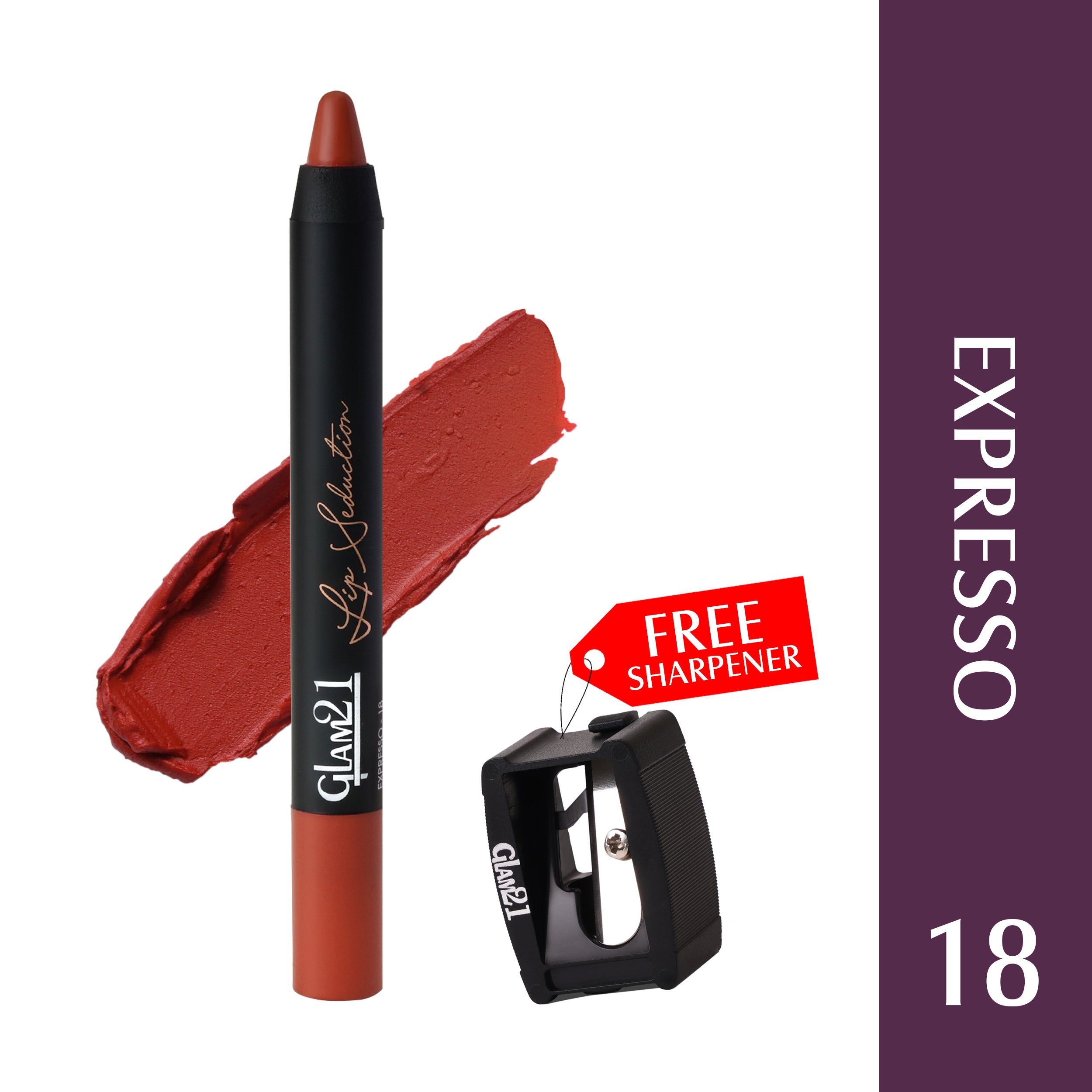 Glam21 Lip Seduction Non-Transfer Crayon Lipstick | Longlasting Creamy Matte Formula (Expresso Coffee, 2.8 g)