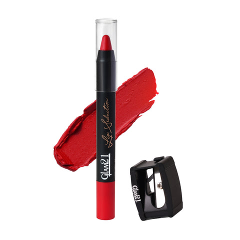 Glam21 Lip Seduction Non-Transfer Crayon Lipstick | Longlasting Creamy Matte Formula (Lusty Red-24, 2.8 g)