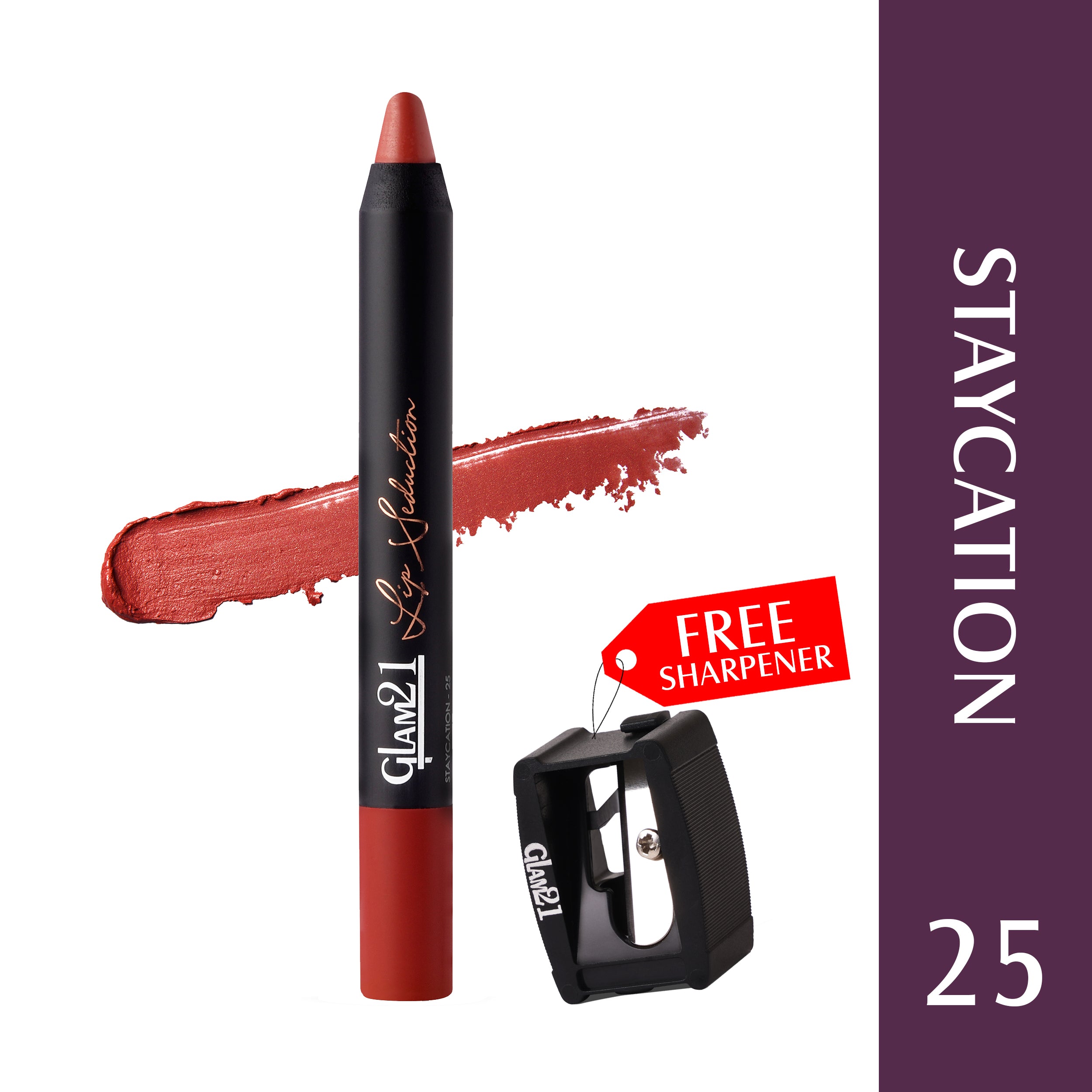 Glam21 Lip Seduction Non-Transfer Crayon Lipstick | Longlasting Creamy Matte Formula (Staycation-25, 2.8 g)