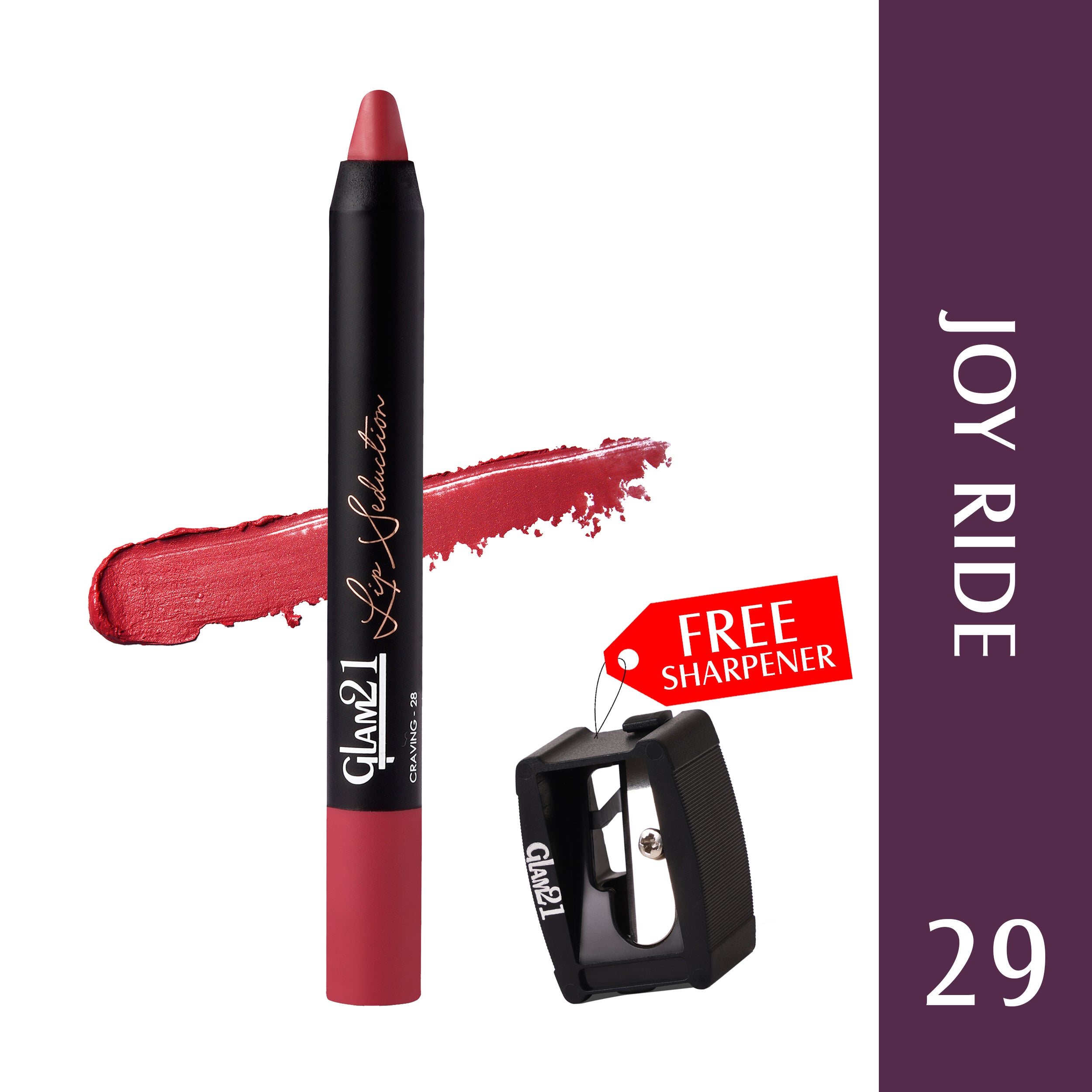 Glam21 Lip Seduction Non-Transfer Crayon Lipstick | Longlasting Creamy Matte Formula (Joy Ride-29, 2.8 g)