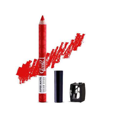 Glam21 Super Matte Colorstick Lip Crayon Smooth Matte Finish Ultra Pigmented, 3.5gm Merlot Red-01