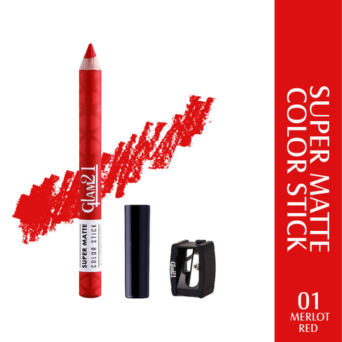 Glam21 Super Matte Colorstick Lip Crayon Smooth Matte Finish Ultra Pigmented, 3.5gm Merlot Red-01