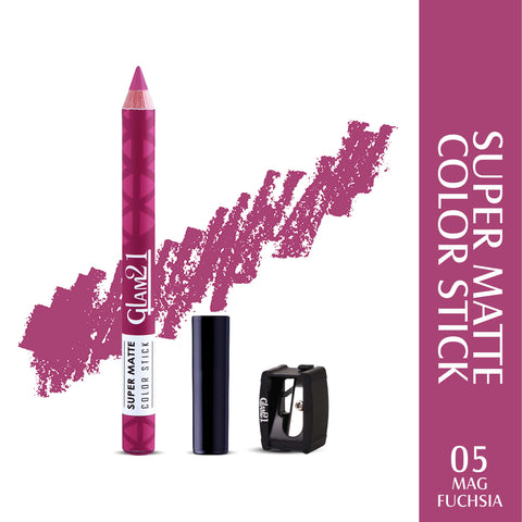 Glam21 Super Matte Colorstick Lip Crayon Smooth Matte Finish Ultra Pigmented, 3.5gm Mag Fucshia-05