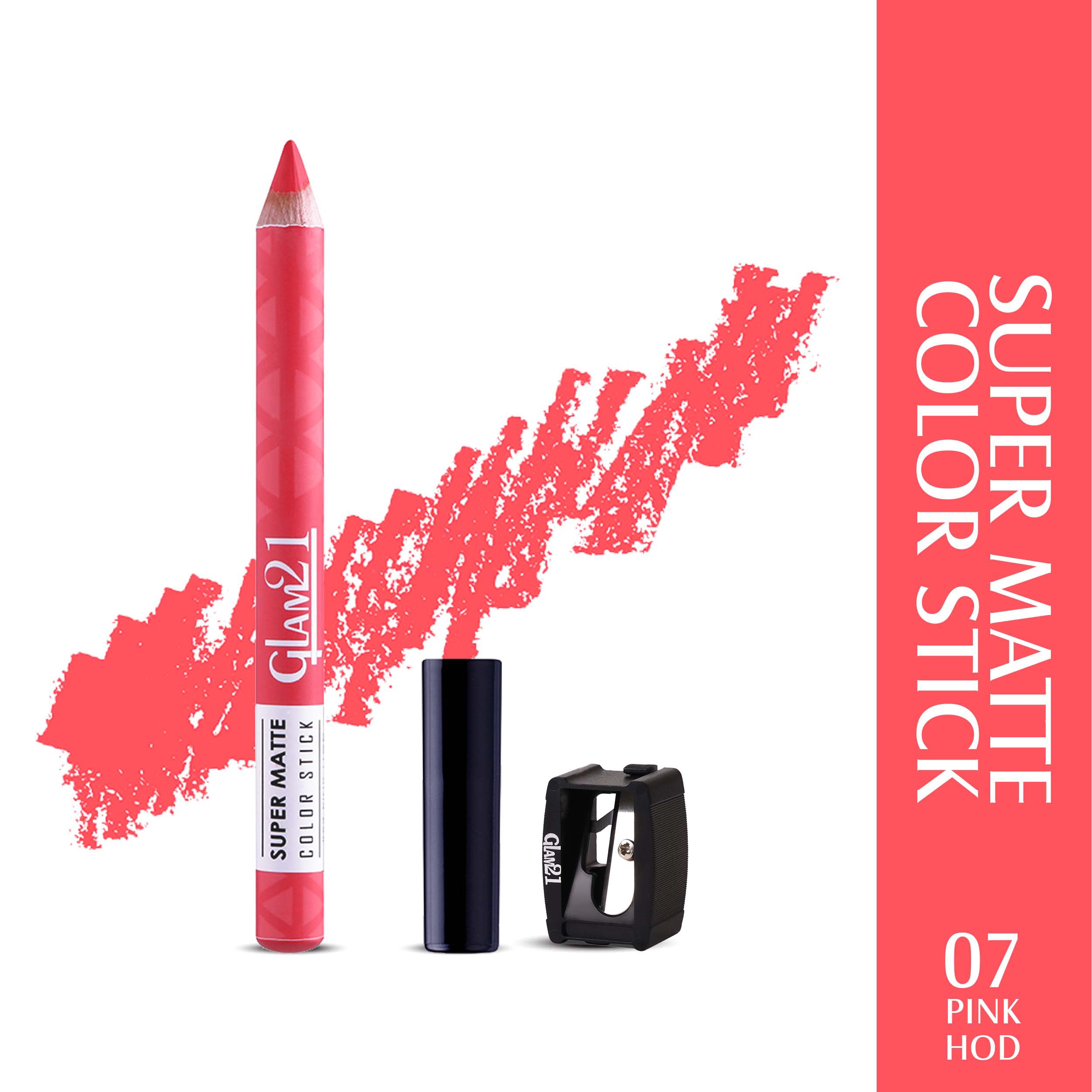 Glam21 Super Matte Colorstick Lip Crayon Smooth Matte Finish Ultra Pigmented, 3.5gm Pink Mod-07