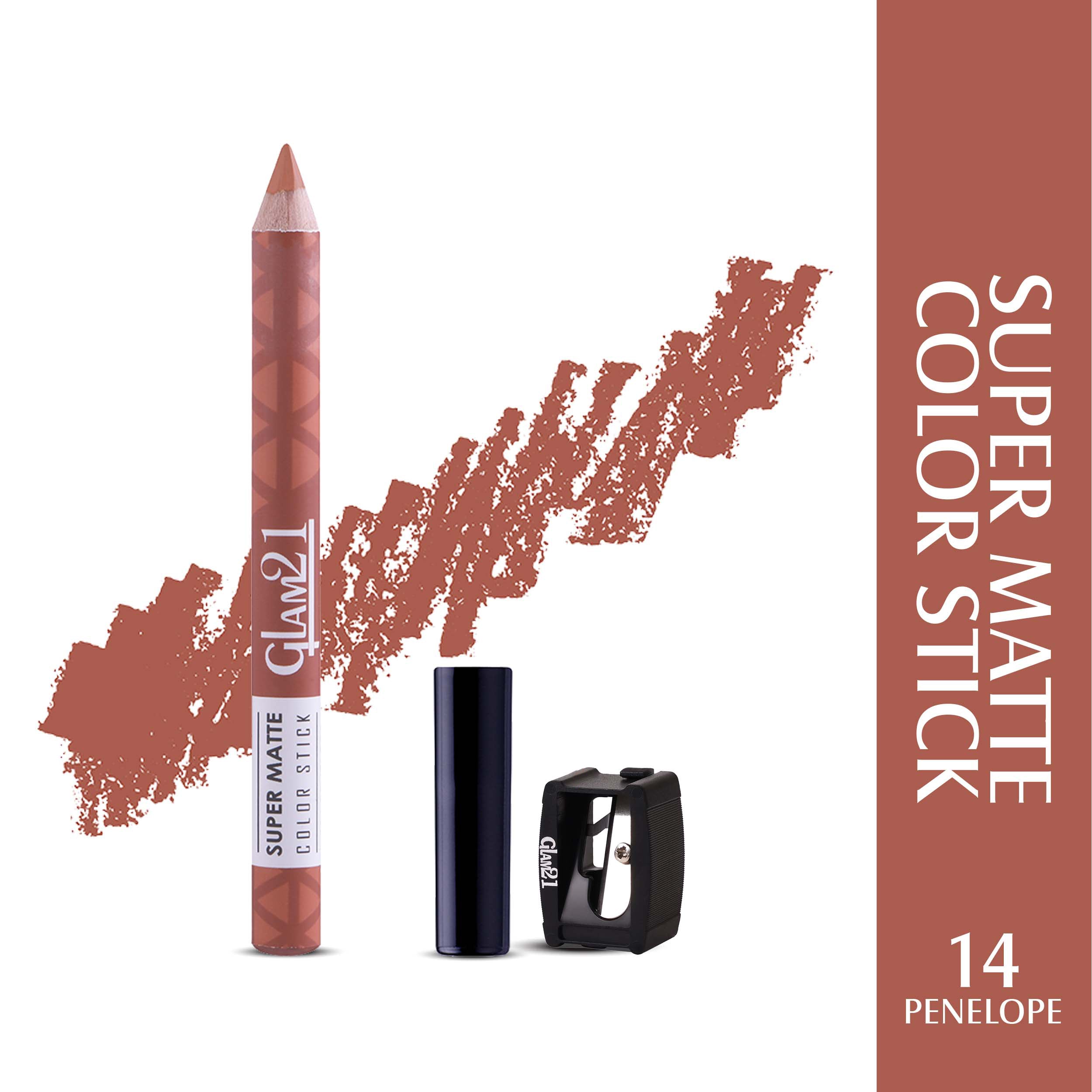 Glam21 Super Matte Colorstick Lip Crayon Smooth Matte Finish Ultra Pigmented, 3.5gm Penelope-14