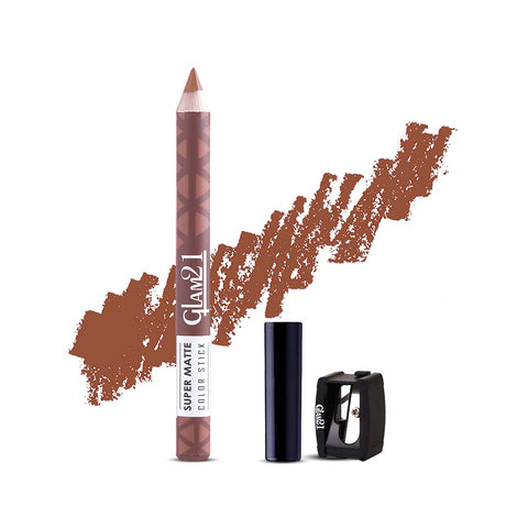 Glam21 Super Matte Colorstick Lip Crayon Smooth Matte Finish Ultra Pigmented, 3.5gm Smoke Brown-15