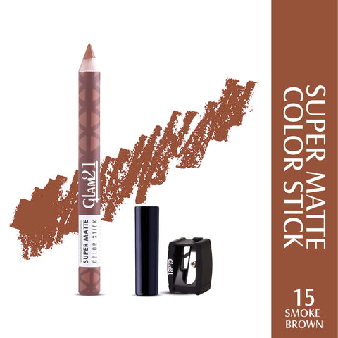 Glam21 Super Matte Colorstick Lip Crayon Smooth Matte Finish Ultra Pigmented, 3.5gm Smoke Brown-15