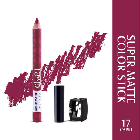 Glam21 Super Matte Colorstick Lip Crayon Smooth Matte Finish Ultra Pigmented, 3.5gm Capri-17