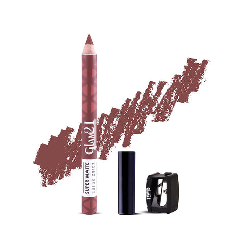 Glam21 Super Matte Colorstick Lip Crayon Smooth Matte Finish Ultra Pigmented, 3.5gm Wine Feline-18