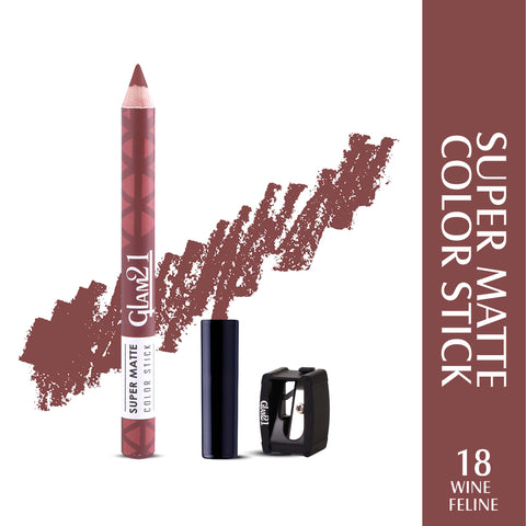 Glam21 Super Matte Colorstick Lip Crayon Smooth Matte Finish Ultra Pigmented, 3.5gm Wine Feline-18