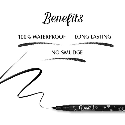 Glam21 Pen Sketch Eyeliner-Intense Matte Black Color Longlasting, Smudge & Waterproof 2 ml (Black)