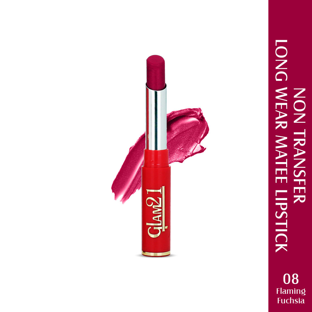 Glam21 Matt Pro Ink Non Transfer Lipstick Long Lasting Ultra Pigmented, 3gm Flaming Fuchsia-08