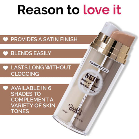 Glam21 Primer + Foundation Long-lasting Oil-free Formula upto 12hrs |Flawless Makeup Foundation (Ivory, 60 ml)