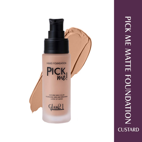 Glam21 Pick Me! Matte Foundation for Non-sticky Instant Spotless Glow | Long Day Matte Foundation (Custard, 40 g)