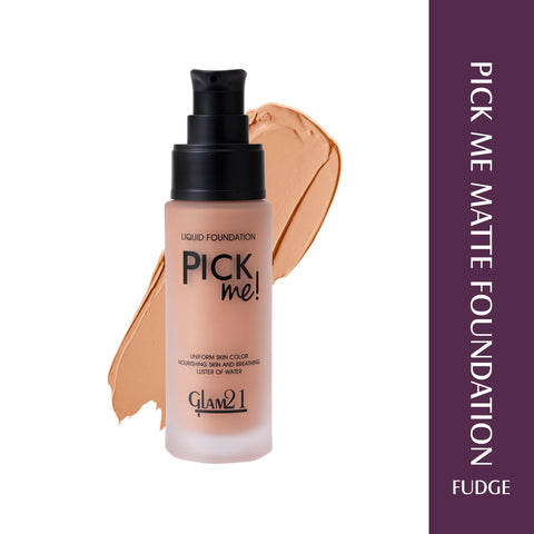 Glam21 Pick Me! Matte Foundation for Non-sticky Instant Spotless Glow | Long Day Matte Foundation (Fudge, 40 g)