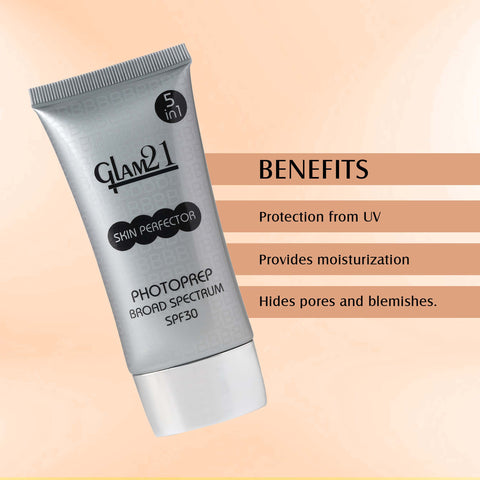 Glam21 Skin Perfector Cream with SPF30 UV Protection with Lightweight Satin Formulation Foundation, 50g (Light Natural-01)