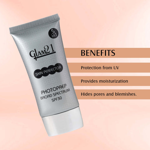 Glam21 Skin Perfector Cream with SPF30 UV Protection with Lightweight Satin Formulation Foundation, 50g (CHEESE CAKE-02)