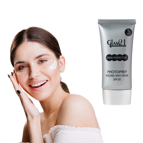 Glam21 Skin Perfector Cream with SPF30 UV Protection with Lightweight Satin Formulation Foundation, 50g (CHEESE CAKE-02)