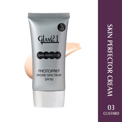 Glam21 Skin Perfector Cream with SPF30 UV Protection with Lightweight Satin Formulation Foundation, 50g (CUSTARD-03)