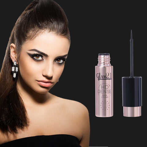 Glam21 HD Dense Black Eyeliner Liquid Longlasting, Smudgeproof & Waterproof 12hrs Stay 6 ml (Black)