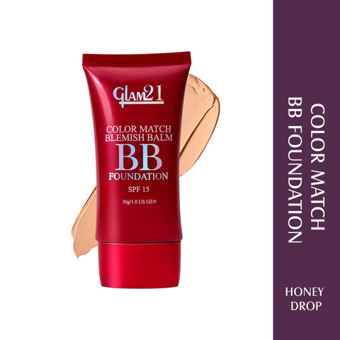 Glam21 Color Match BB Foundation SPF15 Dual Purpose Foundation & Sunscreen| Non-greasy Formula(Honey Drop-02, 30 g)