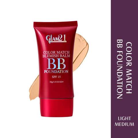 Glam21 Color Match BB Foundation SPF15 Dual Purpose Foundation & Sunscreen| Non-greasy Formula(Light Medium, 30 g)