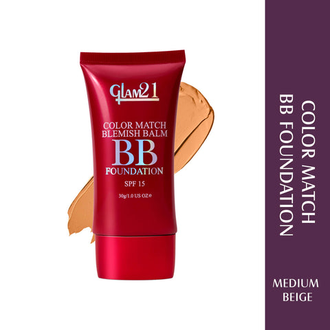 Glam21 Color Match BB Foundation SPF15 Dual Purpose Foundation & Sunscreen| Non-greasy Formula(Medium Beige-04, 30 g)