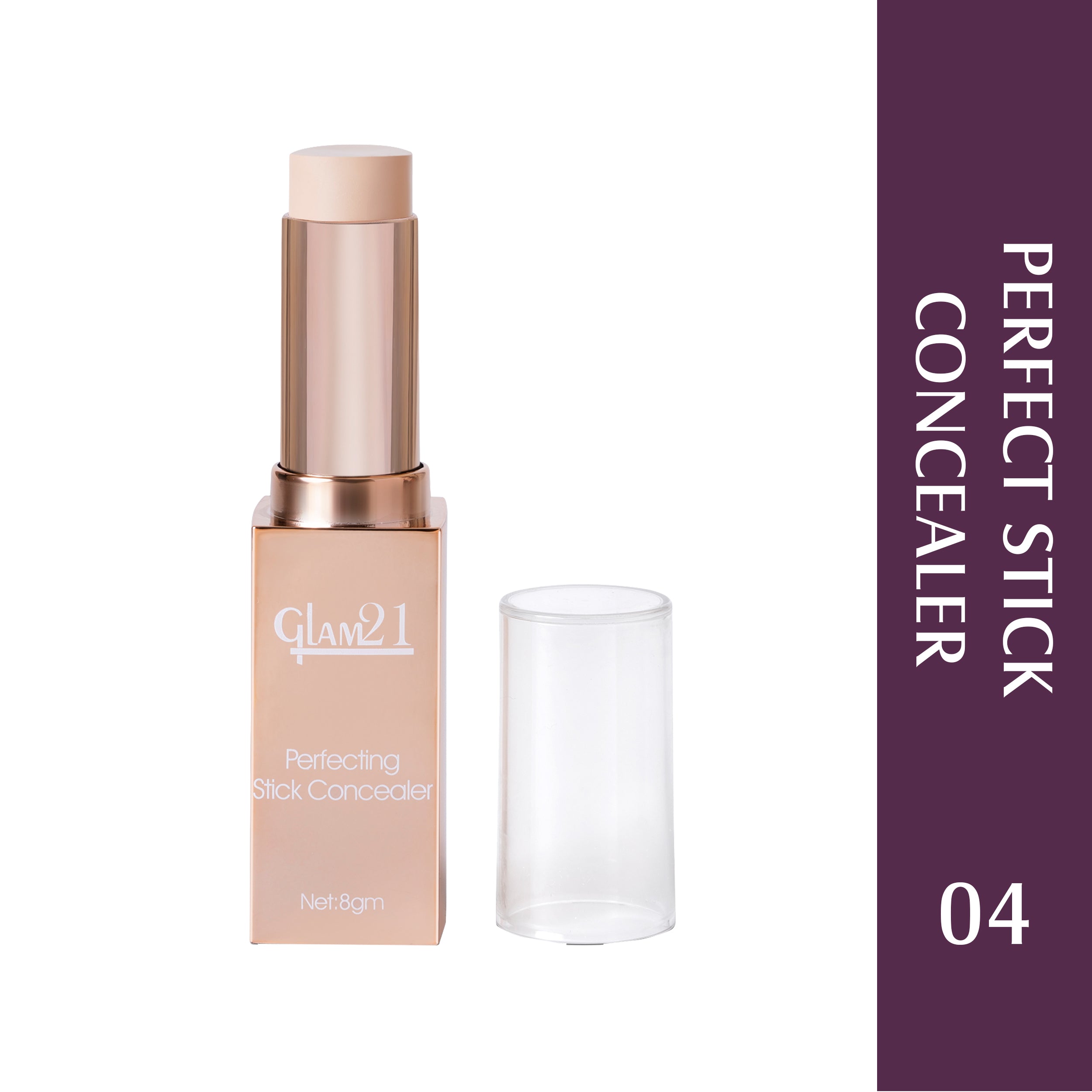 Glam21 Wine Concealer Perfecting Stick-Contouring & Highlighting|Vitamin E,Matte Finish Concealer (Shade -04, 8 g)