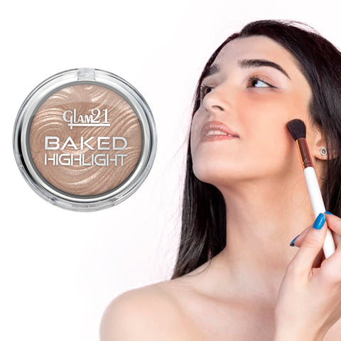 Glam21 Baked Highlighter with Silky Pigments Shimmer Look & Longlasting Mettalic Finish Highlighter, 2.8 g (Shade-03)